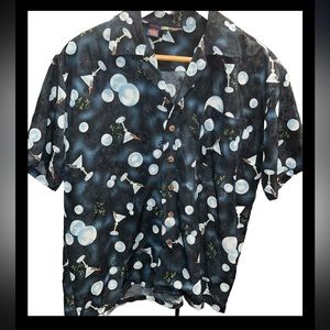 Martini glass cocktail party shirt Bubbles Tropical Hawaiian beach party men’s L